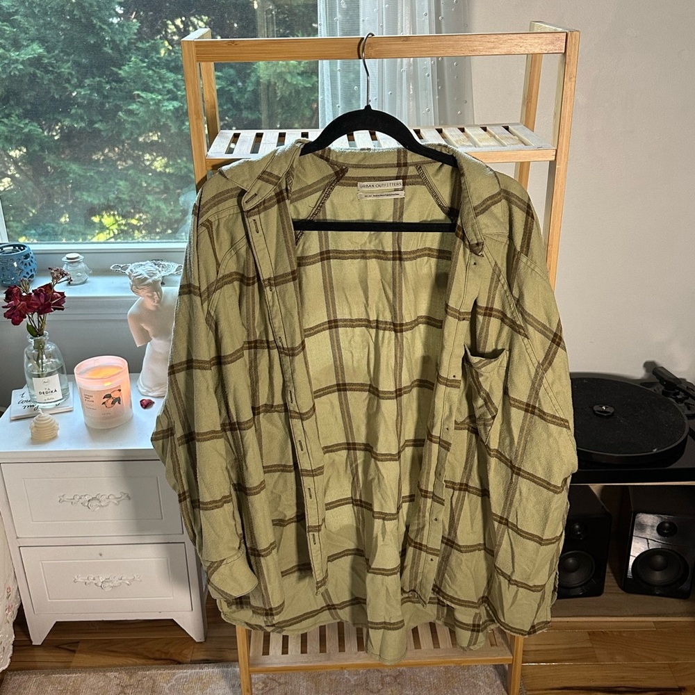 brown & green flannel shirt from urban size M super oversized so could fit a L